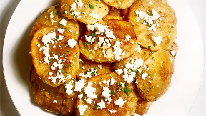 Fried Greek Potatoes with Feta